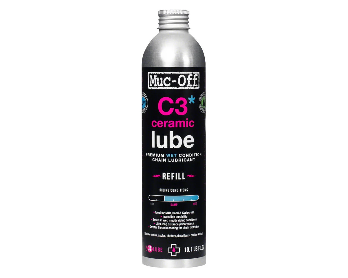 Muc-Off C3 Wet Ceramic Bike Chain Lube (300ml) (Aluminum Refill Bottle)